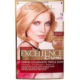 تصویر کیت رنگ مو لورآل مدل Excellence شماره 9 حجم 48 میلی لیتر رنگ بلوند Loreal Excellence Hair Color Kit No.9 48ml