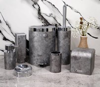 تصویر ست 5 پارچه مدل طرح سنگ بتنی کروم بتیس - ست 5 پارچه( بدون جامایع دیواری و جا دستمالی) 