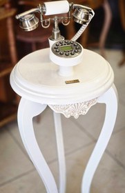 تصویر تلفن ایستاده سلطنتی سه پایه سفید نگین 