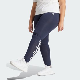 تصویر شلوار ساق بلند آرم دار سرمه ای (سایز بزرگ) آدیداس مدل HIGH-WAISTED LOGO LEGGINGS 