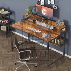 تصویر میز تحریر؛کامپیوتر چوب فلز مدل راد - کلیاف روشن / مشکی writing desk, metal wood computer, Rod model