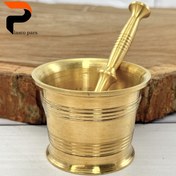 تصویر هاون برنجی طلایی بزرگ 