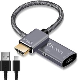 تصویر HDMI Male to USB-C Female Cable Adapter with USB C Power Cable,Uni-Directional HDMI (source) to Type C 3.1 (display) Converter,4K 60Hz Thunderbolt 3 Adapter for MacBook Pro,Microsoft Surface,Xreal Air 