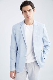 تصویر کت تک مردانه آبی دیفاکتو Slim Fit Astarlı Blazer Ceket