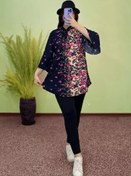 تصویر تونیک آستین کلوش یقه کراواتی زنانه طرح برگ 