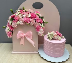 تصویر باکس گل و کیک تولد صورتی کد 164 