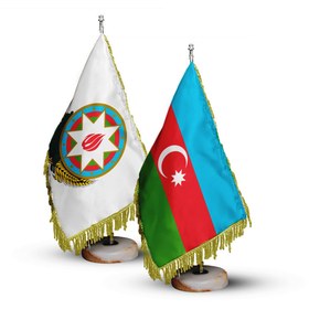 تصویر پرچم و نشان رومیزی کشور آذربایجان مجموعه دو عددی - بدون ریشه Table flag "Azerbaijan"