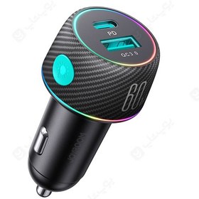 تصویر شارژر فندکی فست شارژ دو پورت 60وات جویروم JOYROOM CAR CHARGER 60W JR-CCN01 