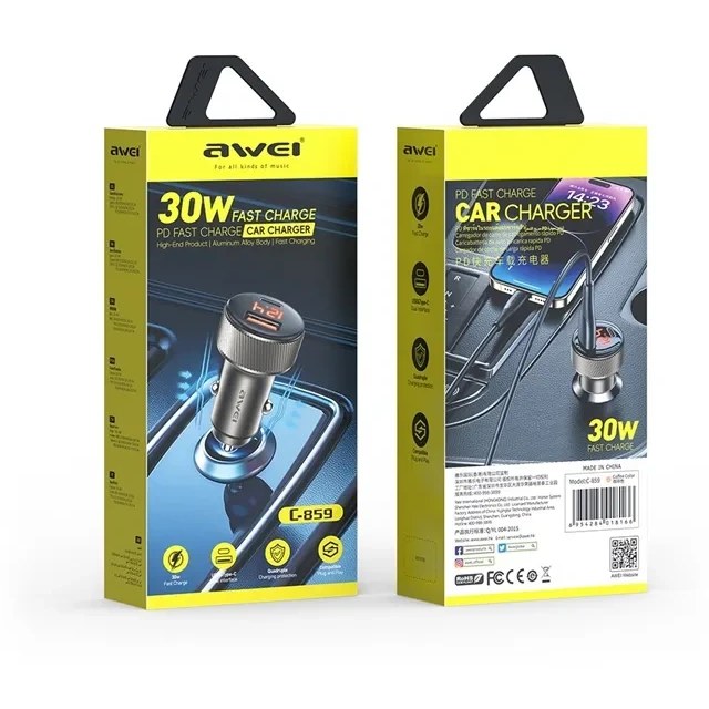شارژر فندکی Awei مدل C-859 (FAST CHARGE W30)