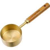 تصویر پیمانه قهوه دسته چوبی 