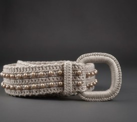 تصویر کمربند زنانه مرواریدی - استخونی،طوسی،مشکی،نخودی،عسلی 