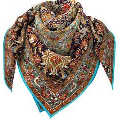 تصویر روسری زنانه بلالوک طرح فرش گل و مرغ کد 036 