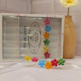 تصویر نی نوشیدنی شیشه ای با گل های زیبا همراه جعبه مناسب هدیه و استفاده خودتون 
