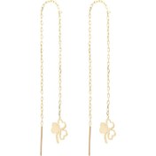 تصویر گوشواره طلا 18 عیار بخیه ای طرح برگ سه پر 