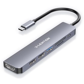 تصویر هاب هفت پورت USB-C لنشن مدل CE18 Lention USB-C Hub 7 in1 Stable Driver CE18