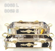 تصویر سینی چهار گوش لبه دار بزرگ ورساچه _ دو رنگ