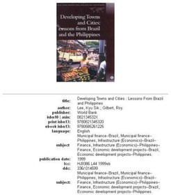 تصویر دانلود کتاب Developing towns and cities: lessons from Brazil and Philippines, Part 489 1999 کتاب انگلیسی شهرها و شهرهای در حال توسعه: درس هایی از برزیل و فیلیپین، قسمت 489 1999