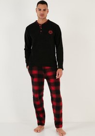 تصویر ست پیژامه مردانه بوراتی فاق نرمال آستین بلند شطرنجی | Buratti 609610013W4 