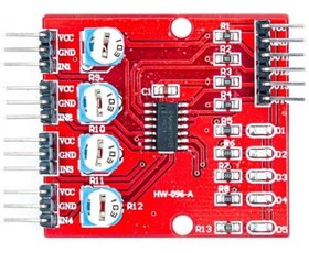تصویر ماژول حسگر مادون قرمز ربات های تعقیب خط ( 4 کاناله ) 