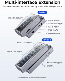 تصویر هاب 10 پورت Type-c اوریکو مدل OMM-10P 