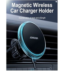 تصویر شارژر بی‌سیم مغناطیسی نگهدارنده گوشی در دریچه هوای خودرو - مشکی برند joyroom Magnetic Wireless Charger Air Vent Car Holder Black