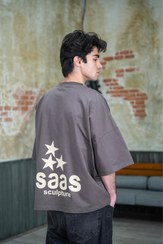 تصویر تیشرت بیسیک کپ باکسی لش چاپ دار قهوه ای موکا صد درصد پنبه 