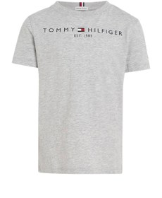 تصویر شلوار راحتی دخترانه 7/8 آلفا برند Tommy Hilfiger Kids' Essential Organic Cotton Logo T-Shirt, Grey