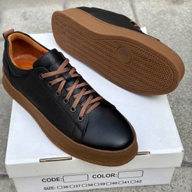 تصویر کفش روزمره مردانه چرم طبیعی کد 00250 رنگ مشکی - 4 mans leather shoes code 00250 black color