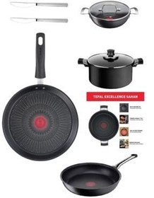 تصویر تابه سیاه تیتانیوم 6X القاء تعالی مبتنی بر پان 26 سانتی متر 25Krep 22Sahan 24 Deep Poaks 9 قطعه TEFAL 