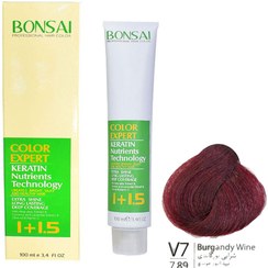 تصویر رنگ مو سری شرابی حجم 100میل بن سای V7/7.89-شرابی بورگاندی Bonsai Violet Shades Hair Color 100ml