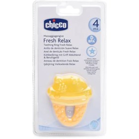 تصویر دندان گیر چیکو مدل fresh relax مناسب 4 ماهگی به بالا رنگ زرد Chicco teether fresh relax yellow color 4m