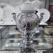 تصویر سماور گازی توپی قلم سه کاره ۶ لیتر بدنه برنجی 