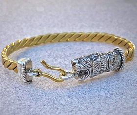 تصویر دستبند دستساز نقره و برنج‌ زنانه و‌مردانه Handmade silver and brass bracelet