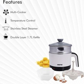 تصویر Geepas 1000W Multifunctional 1.7 L Double Layer Kettle - 3-in-1 Cordless Kettle, Steamer and Egg Boiler - Boil Dry Protection, 2 Speed Heating - Ideal for Steaming Vegetables Boiling Eggs Geepas 1000W Multifunctional 1.7 L Double Layer Kettle - 3-in-1 Cordless Kettle, Steamer and Egg Boiler - Boil Dry Protection, 2 Speed Heating - Ideal for Steaming Vegetables Boiling Eggs