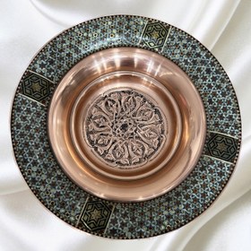 تصویر شیرینی خوری مس خاتم کاری پایه دار copper inlay