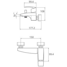 تصویر شیر  حمام   شودر   باواریا کروم shouder bath faucet  bavaria