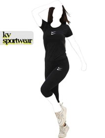 تصویر ست تیشرت شلوارک بلند ورزشی زنانه NIKE کد 001 NIKE womens sports long shorts t shirt code 001