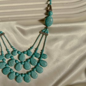 تصویر گردنبند سنگی طرح فیروزه necklace