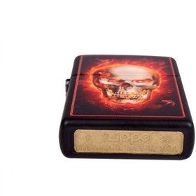 تصویر زیپو کد Black Matte Burning Skull Lighter 28307 