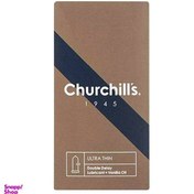 تصویر کاندوم فوق نازک حاوی ماده تاخیری و روان کننده چرچیلز (Churchill's) مدل 1945 Ultra Thin بسته 12 عددی 