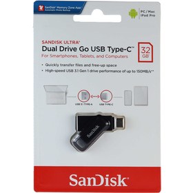 تصویر فلش مموری سن دیسک مدل ULTRA DOUL DRIVE GO USB TYPE-C 3.1 ظرفیت 32 گیگابایت 