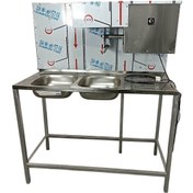 تصویر مرغ خردکن ایستاده 2 لگن 3 اسب با سینک و ظرف شویی chicken-cutter-stand-2-sink-3hp