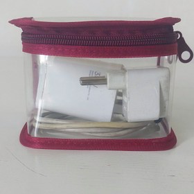 تصویر کیف نظم دهنده آرایشی ۳ تکه صورتی سیر 