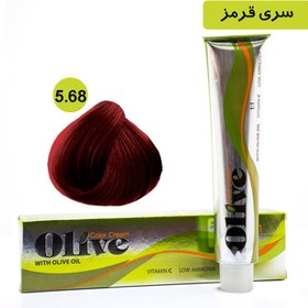 تصویر رنگ موی الیو سری قرمز شماره Olive 5.68 