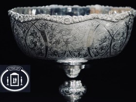 تصویر جام آجیل خوری نقره قلم گل و مرغ و اسلیمی عیار ۸۴ Silver goblet