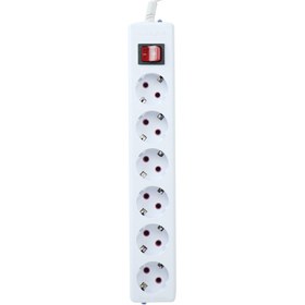 تصویر چند راهی 6 خانه ارت دار فردان الکتریک با کابل 1٫8 متری مدل 31306 Fardan Electric 31306 1.8m Power Strip