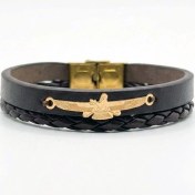 تصویر دستبند چرم مردانه طرح اهورامزدا مدل ۲۶۱۱۱ 