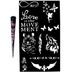 تصویر حنا طراحی و شابلون تتو موقت مدل S04 مجموعه ۱۱ عددی 