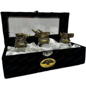 تصویر ست شات خوری کله حیوانات 3 عددی آرت کن /مدل جعبه جیر مشکیART KAN 