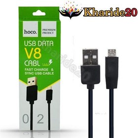 تصویر کابل شارژ اندروید طول 1 متر هوکو (hoco) مدل V8-02 hoco v8 02 usb to micro usb charging 1m